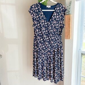 Robbie Bee White and Blue V-Neck Sundress